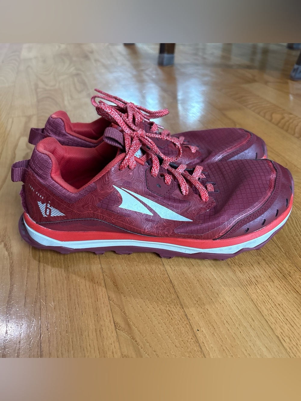 Altra Lone Peak 6 Trail Running Shoes Sneakers Red Burgundy Zero Drop Mens Sz 8